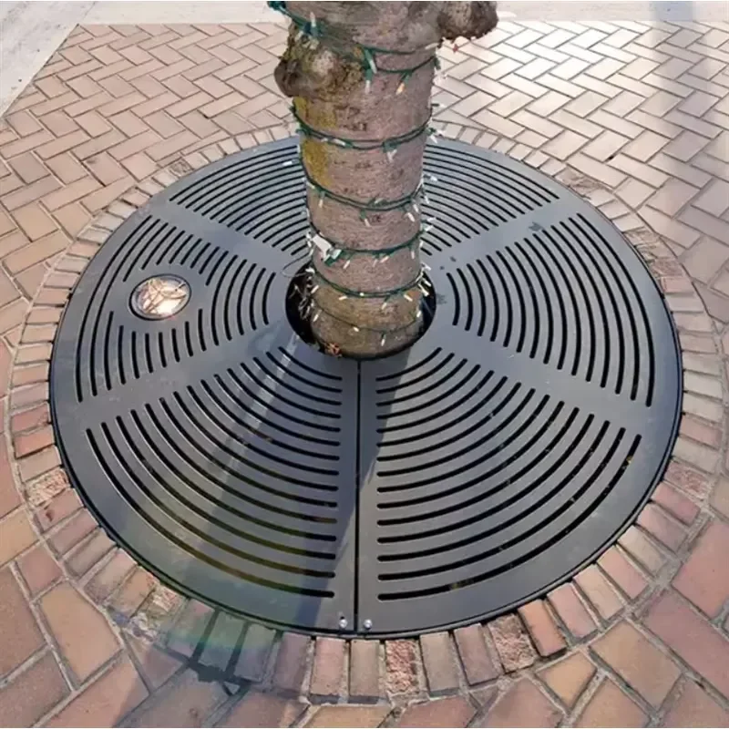 Custom Design Outdoor Round Tree protection Grates Sidewalk Metal Tree Grille Outside Street Tree Grids