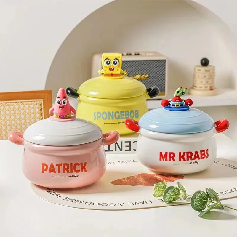 

Cute Crab Double Ear Noodle Bowl With Lid Ceramic Soup Bowl Accompanying Gift Gifts For Kids