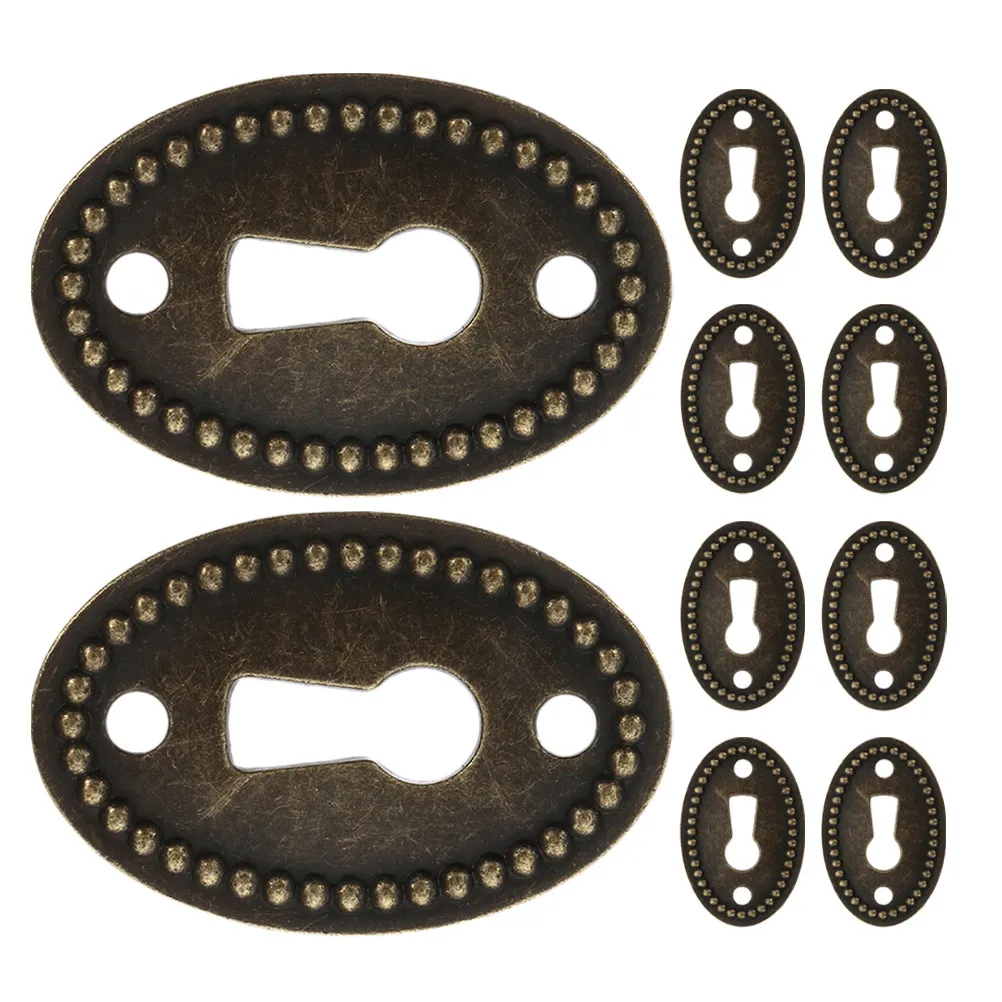 12pcs Zinc Alloy Oval Keyhole Cover Plates for Dresser Drawers Cabinet Doors – Vintage Retro Decorative Escutcheons