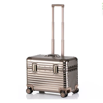 Volledig Aluminium Kleine Koffer Camera Case Instappen Wachtwoord Trolley Bagage Gereedschapskist 18 20 22 Inch Mini Top Flap Handbagage Koffer