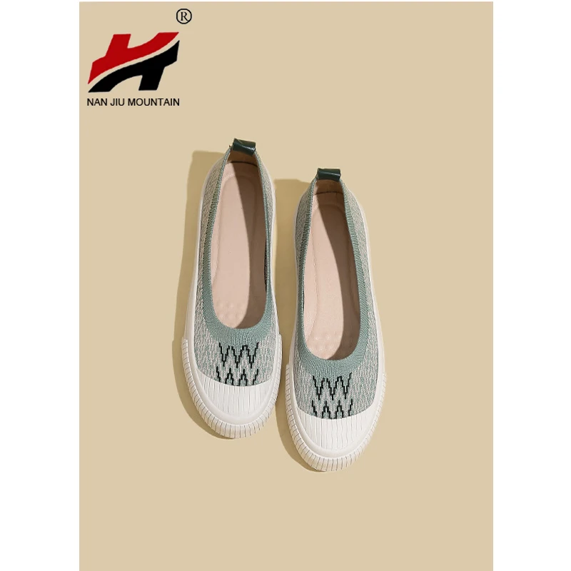 2022 Flat Shoes Women Round Toe Single Shoes Knitting Weave Shoes Loafers Spring And Autumn Woman Shoes