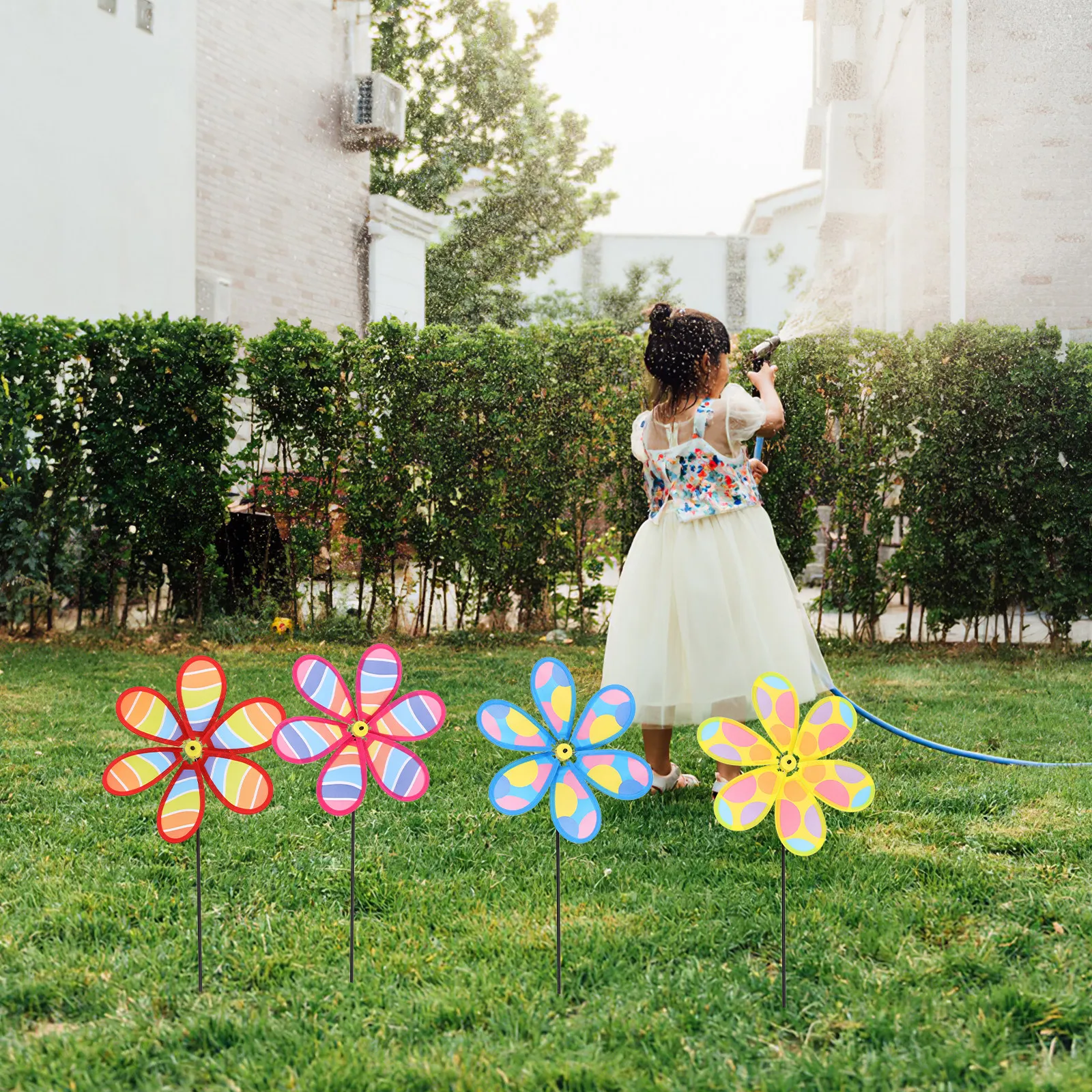 

4Pcs Colorful Garden Pinwheel Wind Spinners Yard Outdoor Rotating Decorative Pinwheels Landscape Party Decoration