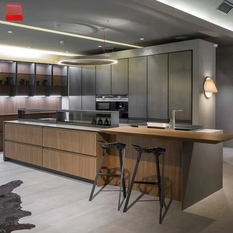 Custom Luxury Design Island Furniture Modern Wooden Kitchen Cabinet Set