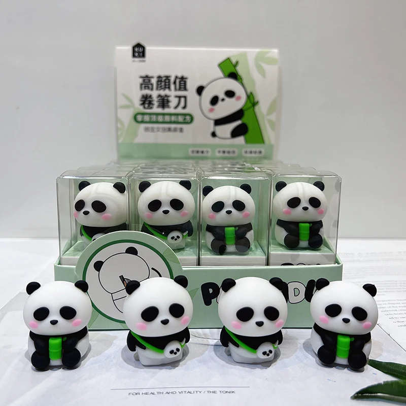 Nuevo Sacapuntas de Lápiz con Diseño de Panda, Sacapuntas Manual de Silicona de un Solo Orificio, Regalo para Estudiantes y Niños, Material Escolar y de Oficina