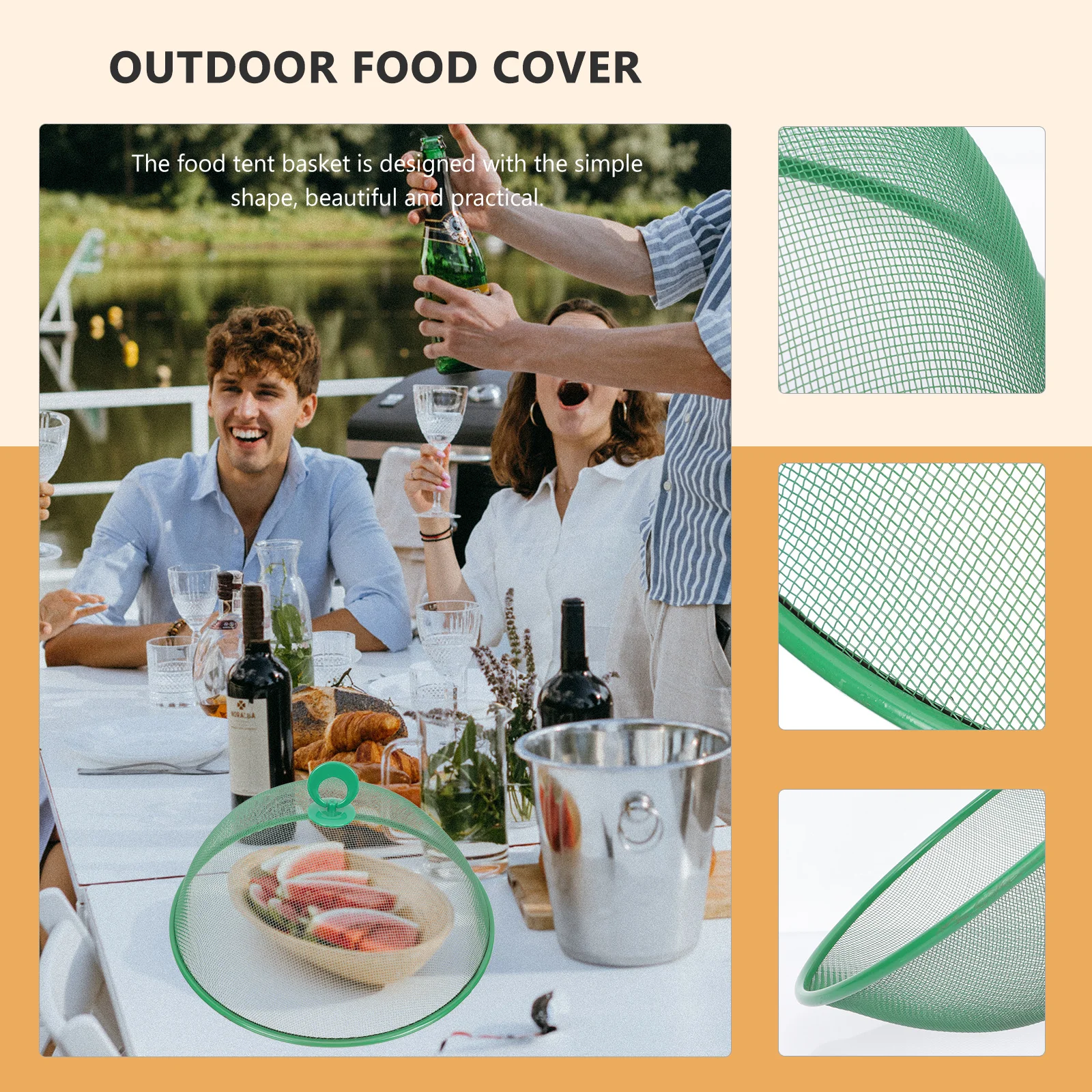 

Reusable Round Food Cover Dustproof Tabletop Protective Tent Fresh-Keeping Cover for Kitchen Home Party Outdoor Use
