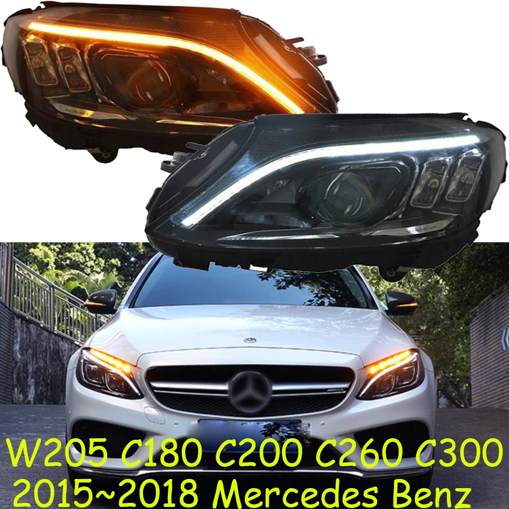 car bumper headlamp for Mercedes benz W205 headlight C Class C180 C200 C260 C300 2015~2018y LED W205 daytime light