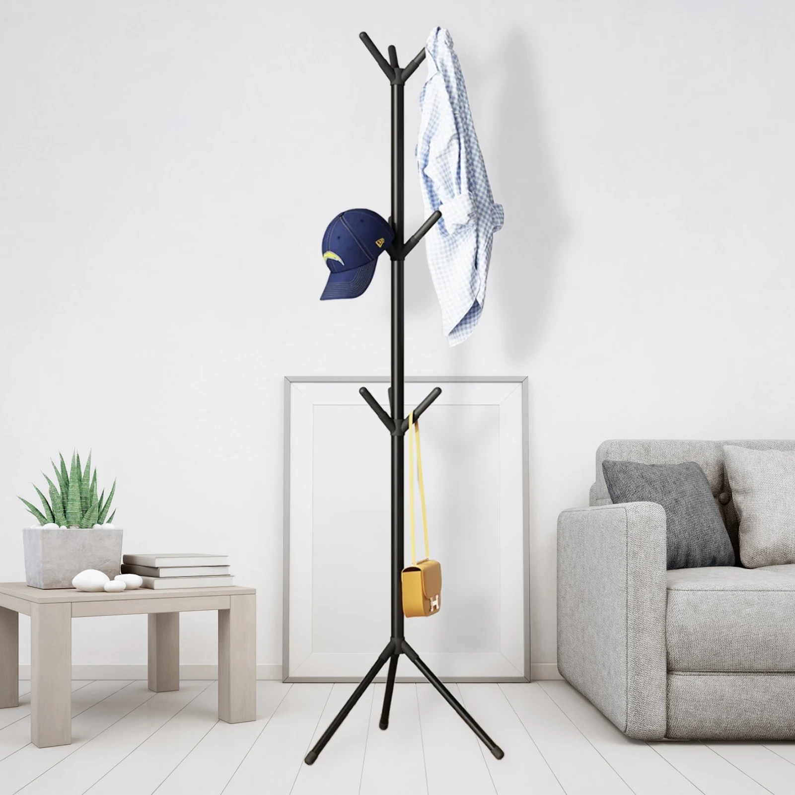 Floor Standing Clothes Rack Tree Branch Shape Multi Hook Mobile and Convenient Coat Rack for Home Living Room Clothing Storage