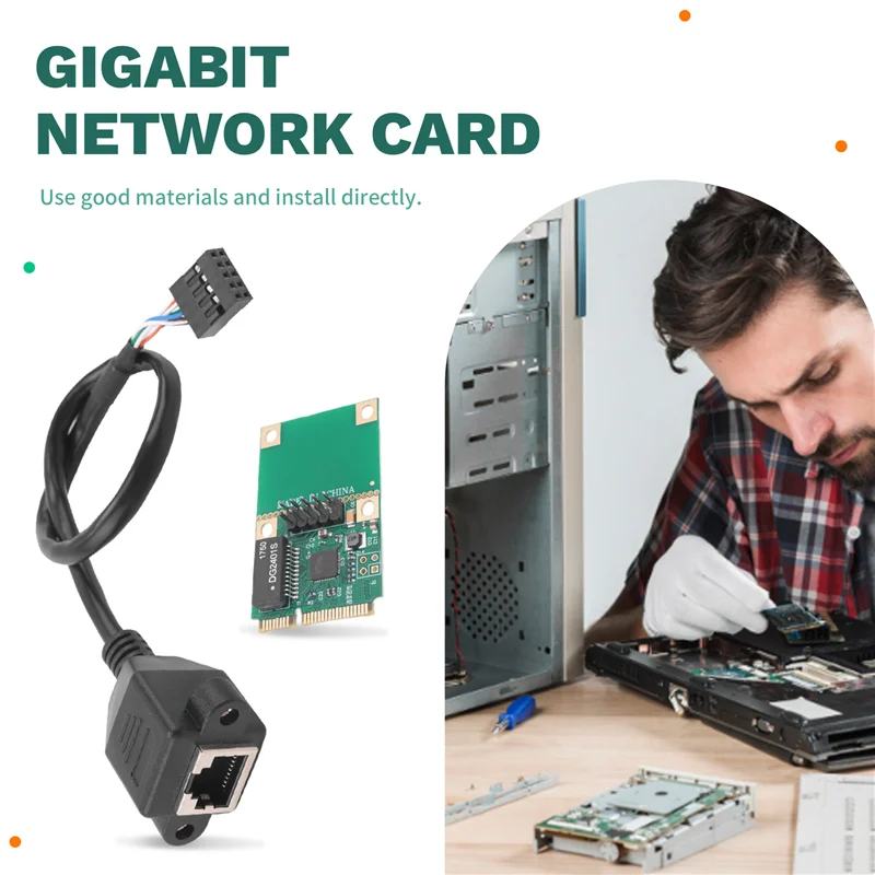 スタイリッシュなギガビットイーサネットネットワークカード MINI PCI-E - RJ45 LANアダプター 1000Mbps サーバー用