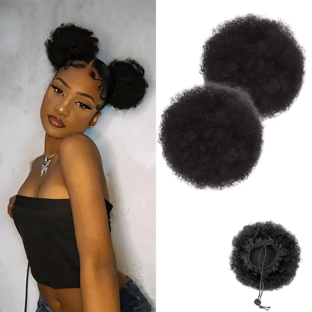 

10-дюймовый короткий афро пышный синтетический пучок для волос, шиньон для женщин, хвост на шнурке, странные вьющиеся прически, зажим для наращивания волос