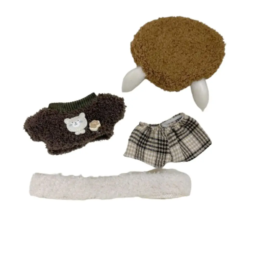 Chapeau d'ours chiot 10cm, vêtements de poupée en coton, tenue de poupée en peluche, Costume de poupée en peluche, vêtements de poupée animaux portables Kawaii