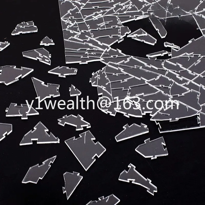 Shattered glass transparent acrylic puzzle - irregular hell level 10 high difficulty brain teaser