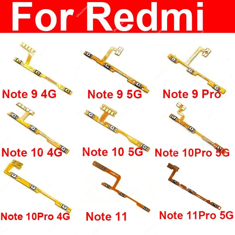 Botón de alimentación y volumen Cable flexible para Xiaomi Redmi Note 9 9S Pro Audio Control & Power Flex Ribbon Cable piezas de repuesto de