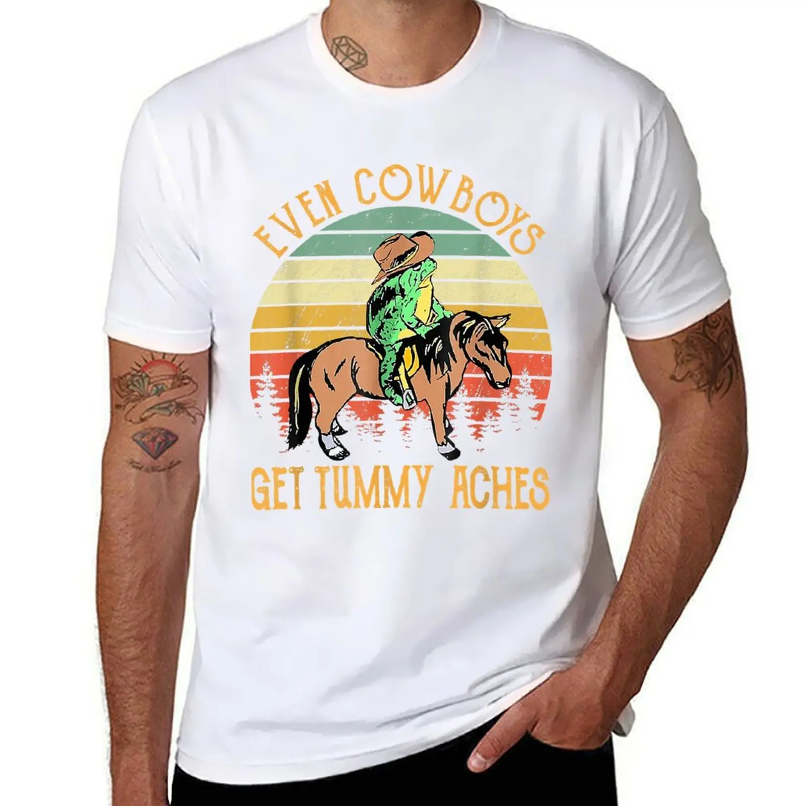 

Even Cowboys Get Tummy Aches Kawaii Frog T-Shirt man t shirt cotton t shirts for man graphic tees T-Shirt