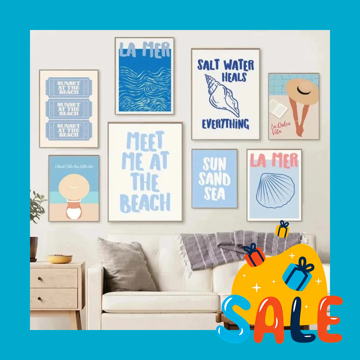 Encuéntrame donde los Conchas Marinas Susurran – Lienzo sin Marco con Frase Costera de Verano para Decoración de Pared de Habitación Moderna, Regalo 2026
