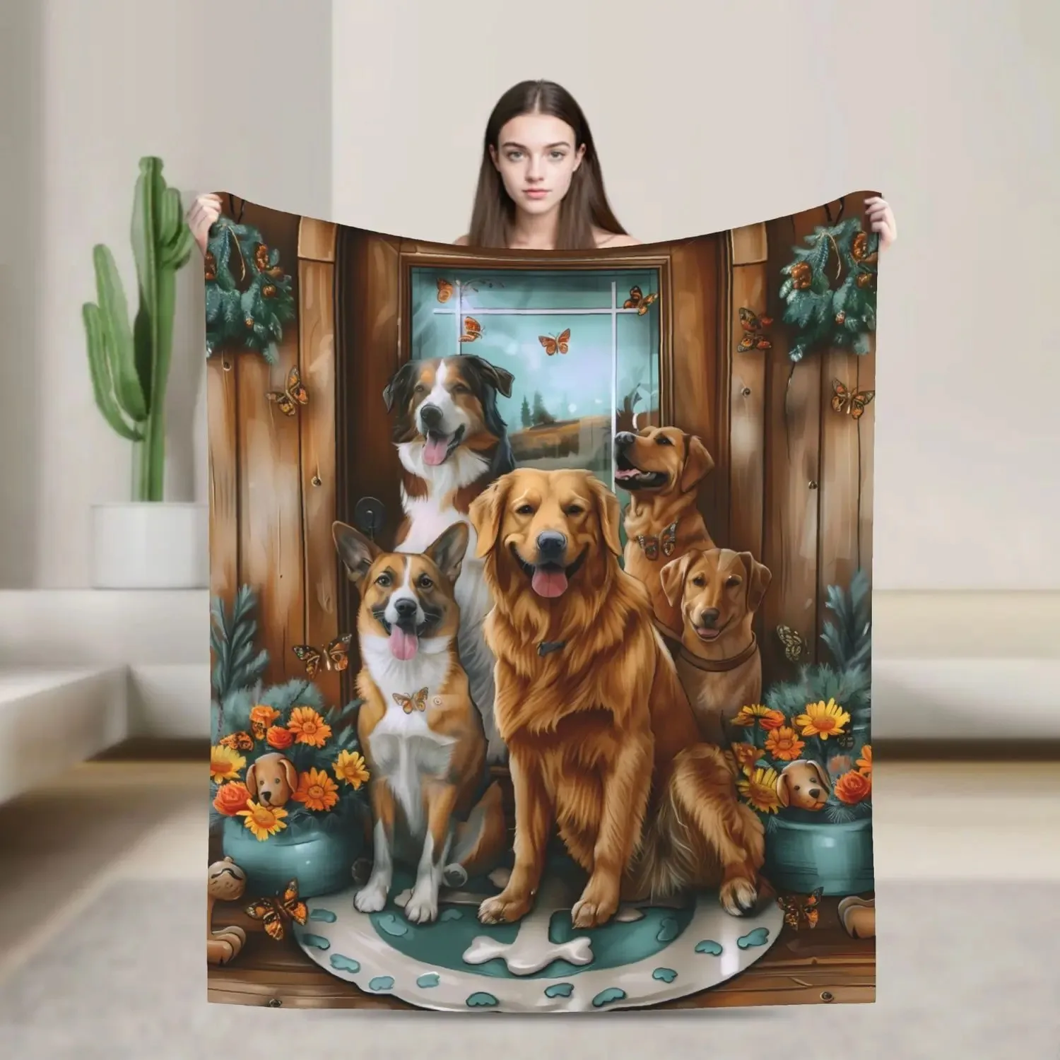 

Ультрамягкое одеяло с принтом собак - легкий фланелевый плед для любого сезона