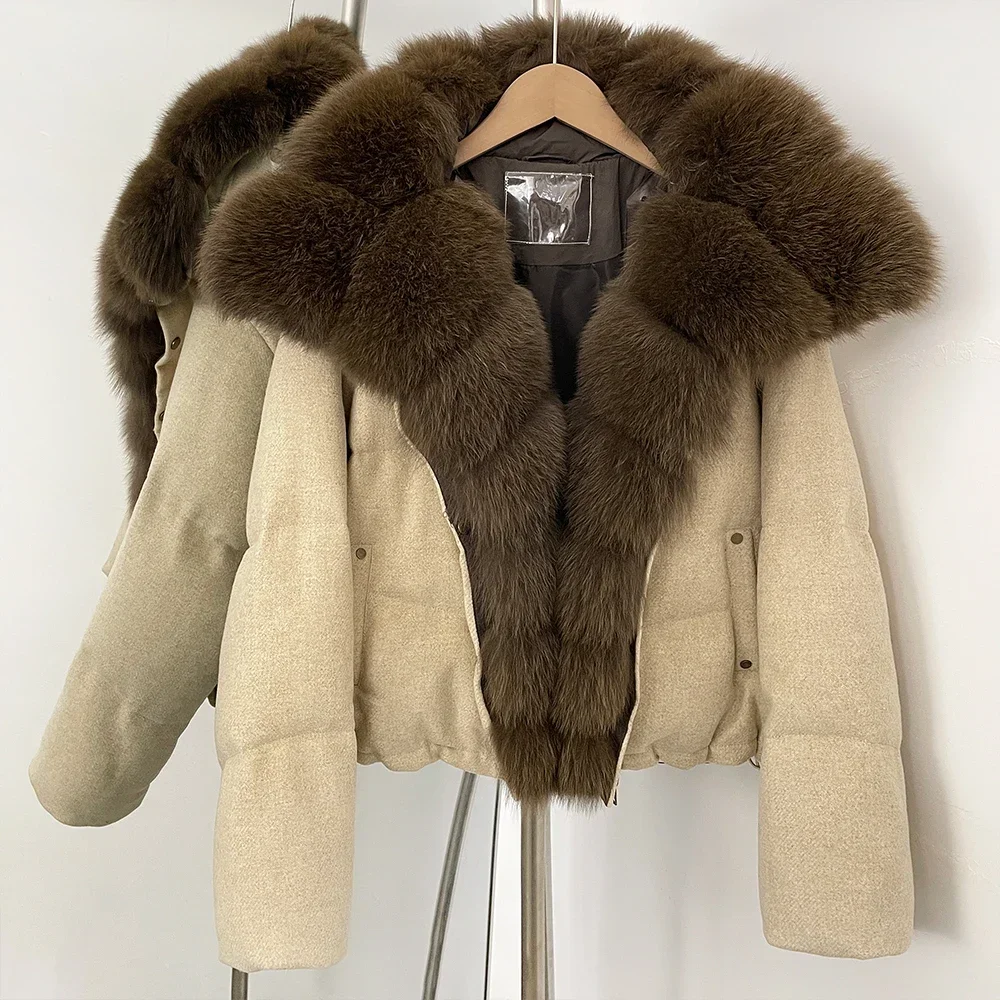 Chaqueta con piel, ropa de invierno, nueva ropa de abrigo, chaqueta de entretiempo para mujer, abrigos de plumas y Parkas, abrigo de piel de zorro exterior para mujer