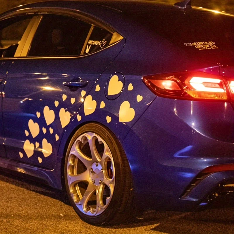 30pcs Hearts Car Stickers Self-adhesive Vinyl Decals Fender Bumper Body Waterproof Decoration Scratch Covering Auto Accessories