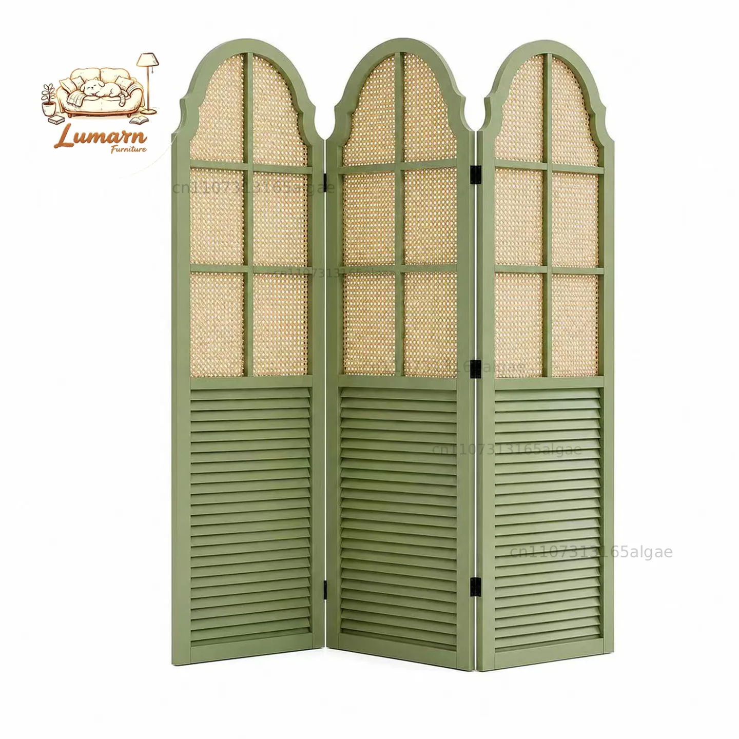 French retro solid wood rattan screen partition living room entrance bedroom shelter folding mobile louver decorative screen
