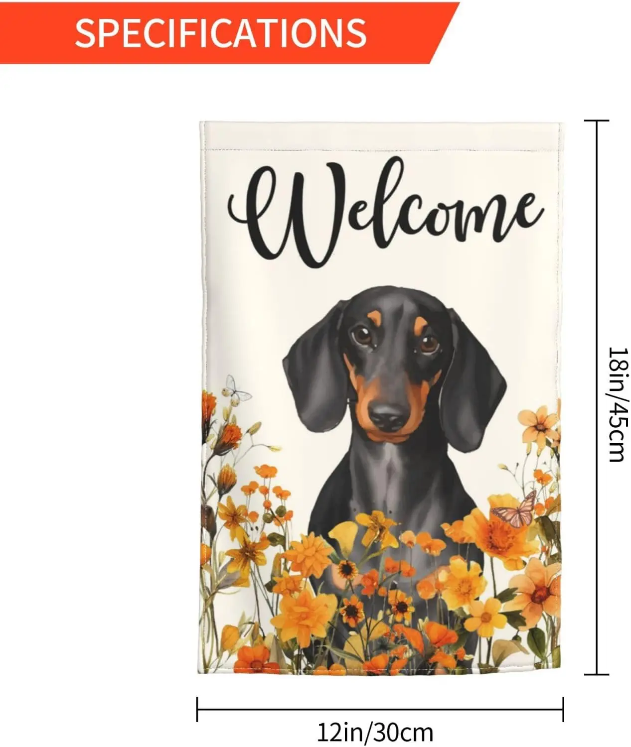 Autumn Fall Cute Dachshund Wildflowers Garden Flag 12x18 Inch Welcome Party Decoration Yard Flag For Holiday Season Ou