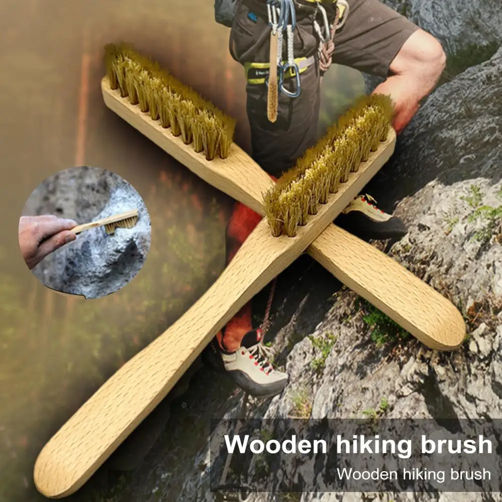 2-In-1 17-19cm Rock Climbing Brush Soft Bristle Bouldering Brush With Beech Wood Handle Callus Remover Boar Brush For Climbing