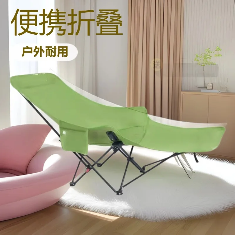 Outdoor recliner folding chair Portable moon chair Beach chair Fishing three-speed leg support Leisure camping lunch break