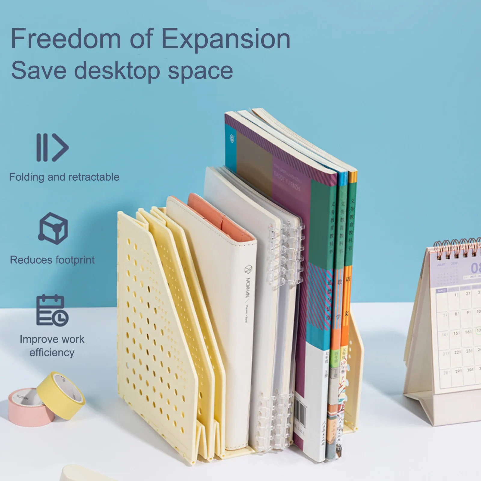 3/4 Grids Retractable File Holder Desktop Bookends Desk Organizer Magazine File Organizer Creative DIY Book Organizer