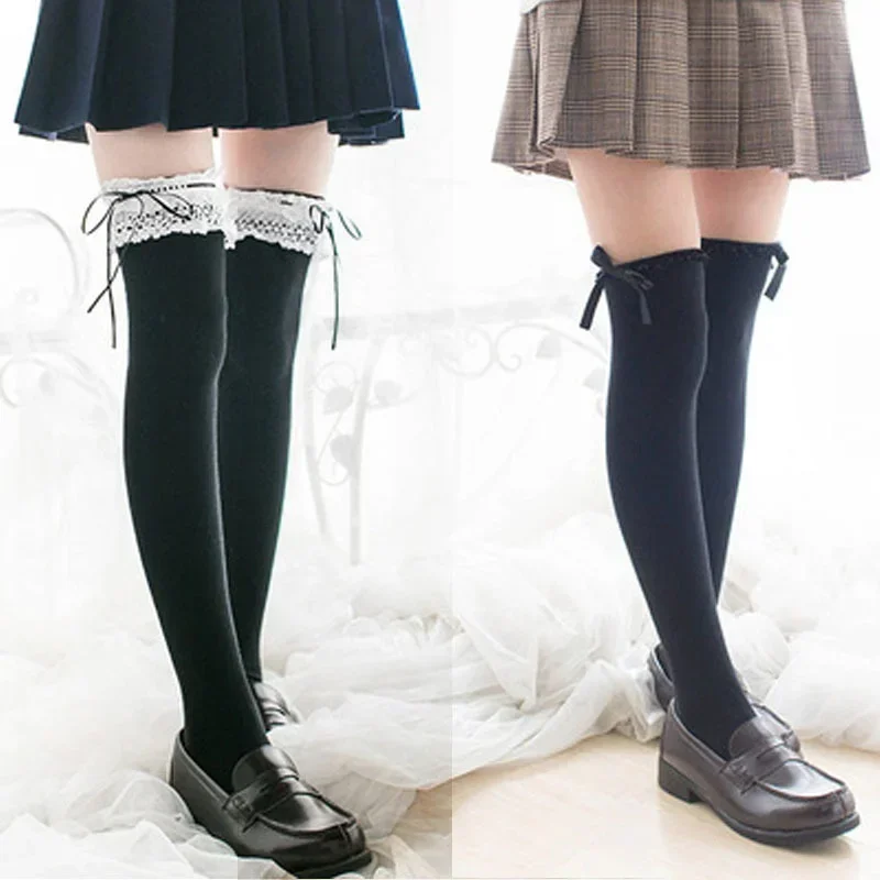 

Anime Cosplay costume Lolita Maid Girls Lace Thigh High Socks Over Knee Leg Warmer Leggings Sexy Cotton Stocking Accessories