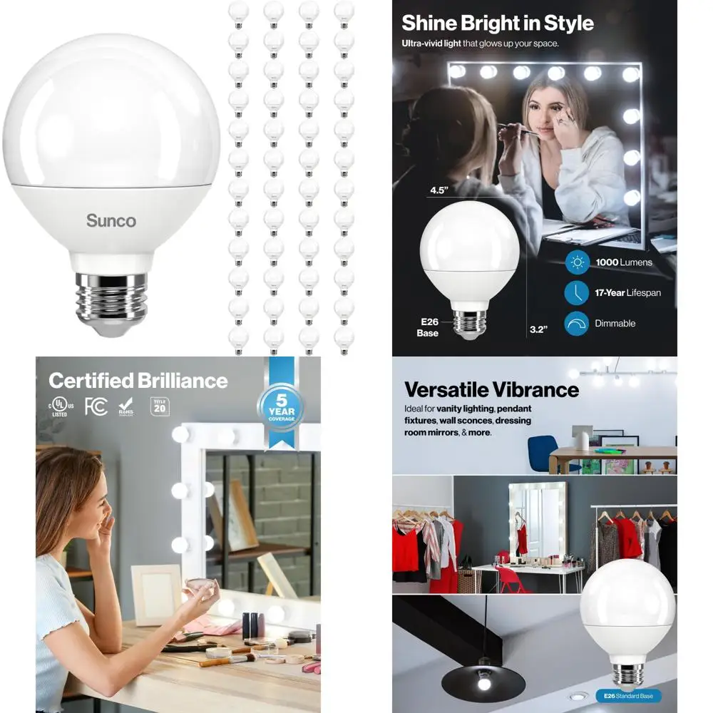 48 حزمة من مصابيح الغرور LED G25 عالية الإخراج للحمام، 1000 لومن، 11 وات (100 وات مكافئة)، ضوء النهار 5000 كلفن، طاقة تدوم طويلاً- #1