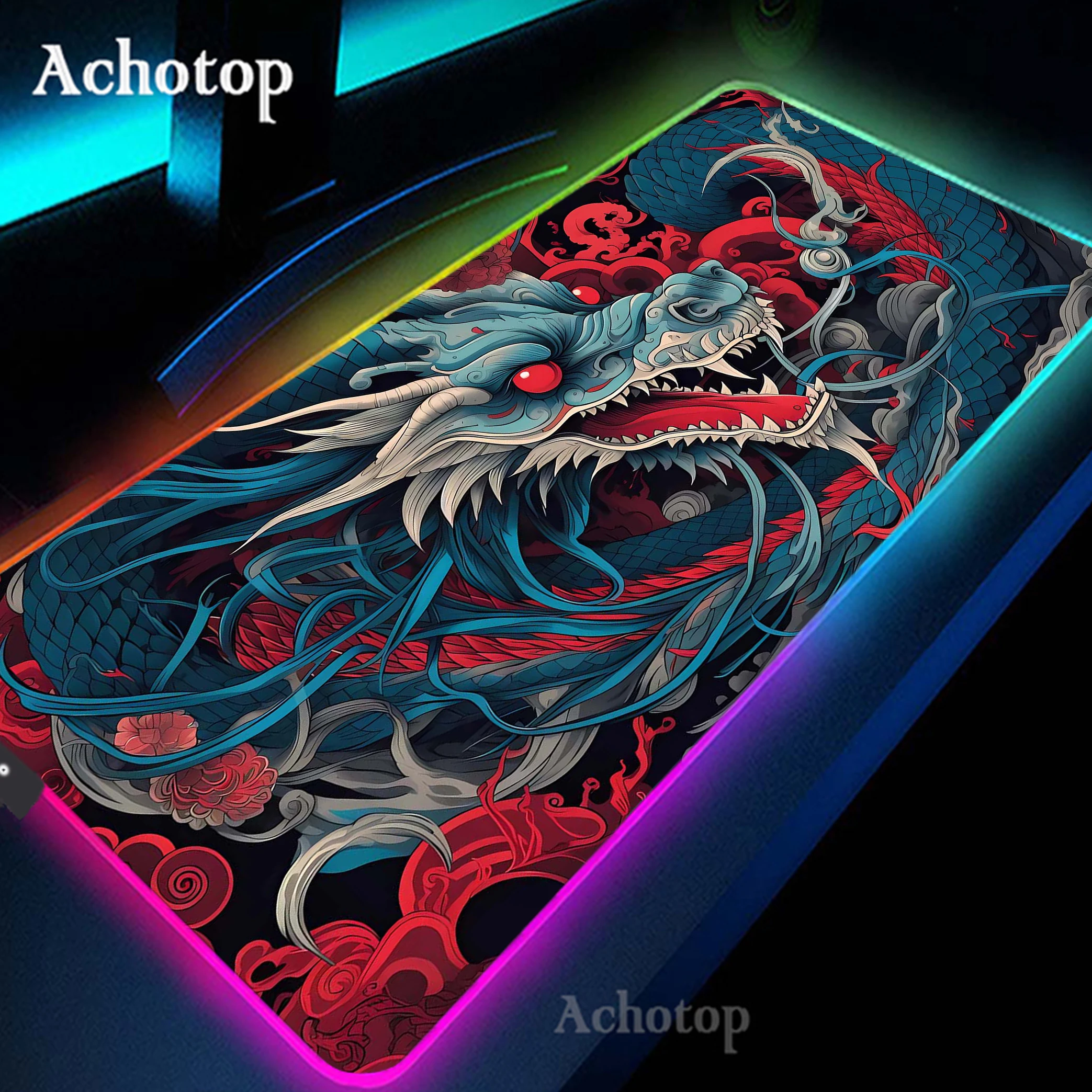 Imagem -04 - Grande Rgb hd Print Dragon Gaming Mouse Pad pc Game Mousepad Xxl Gamer Mouse Mat Tapete de Mesa de Escritório 900x400 mm