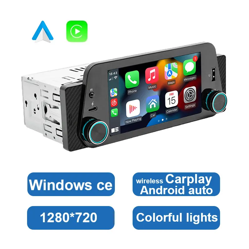 

5 Inch Wireless Carplay Car Radio 1Din MP5 Player Autoradio Stereo Touch Screen 1280x720 Universal Multimedia Player