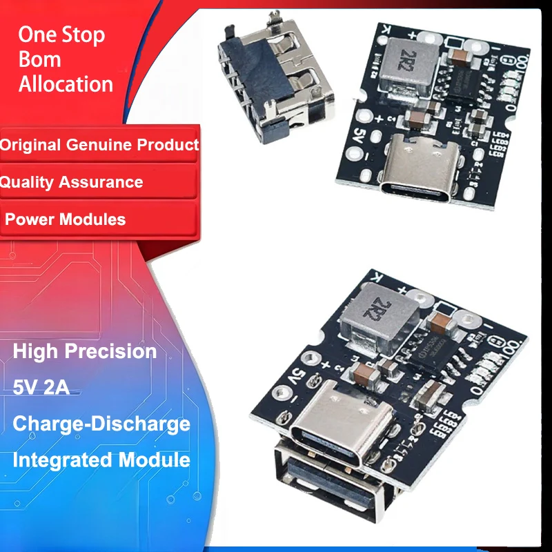 High Precision 5V2A Integrated Charge Discharge Module Type-C Input 4.2V Lithium Battery Electronic Components for Arduino Diy