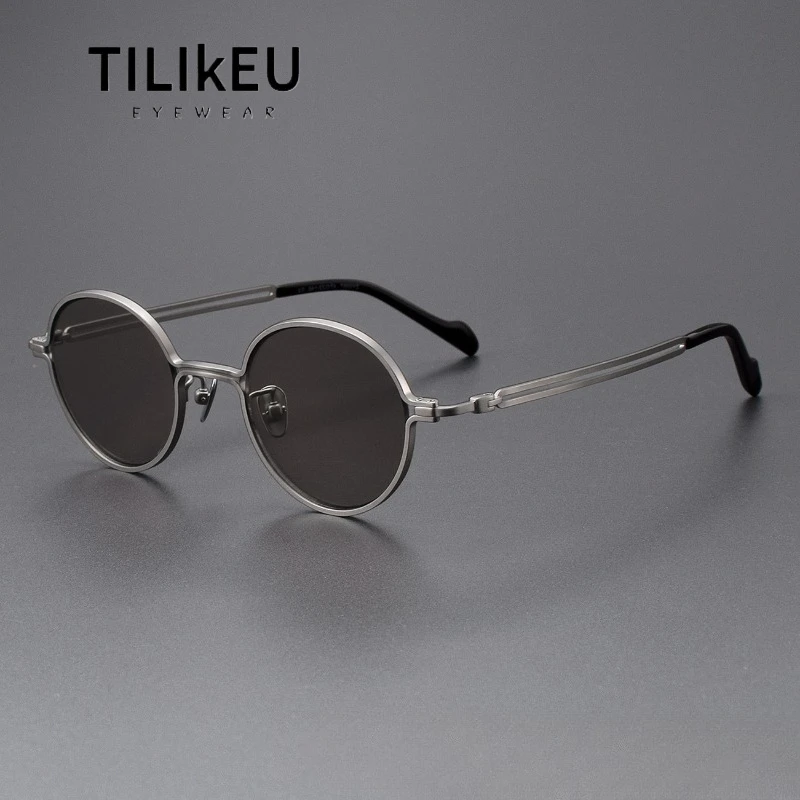 

Мужские солнцезащитные очки из чистого титана в стиле ретро с круглыми оттенками, для вождения, путешествий, защиты от ультрафиолета, маленькая оправа, очки принца, солнцезащитный крем, трендовые женские очки