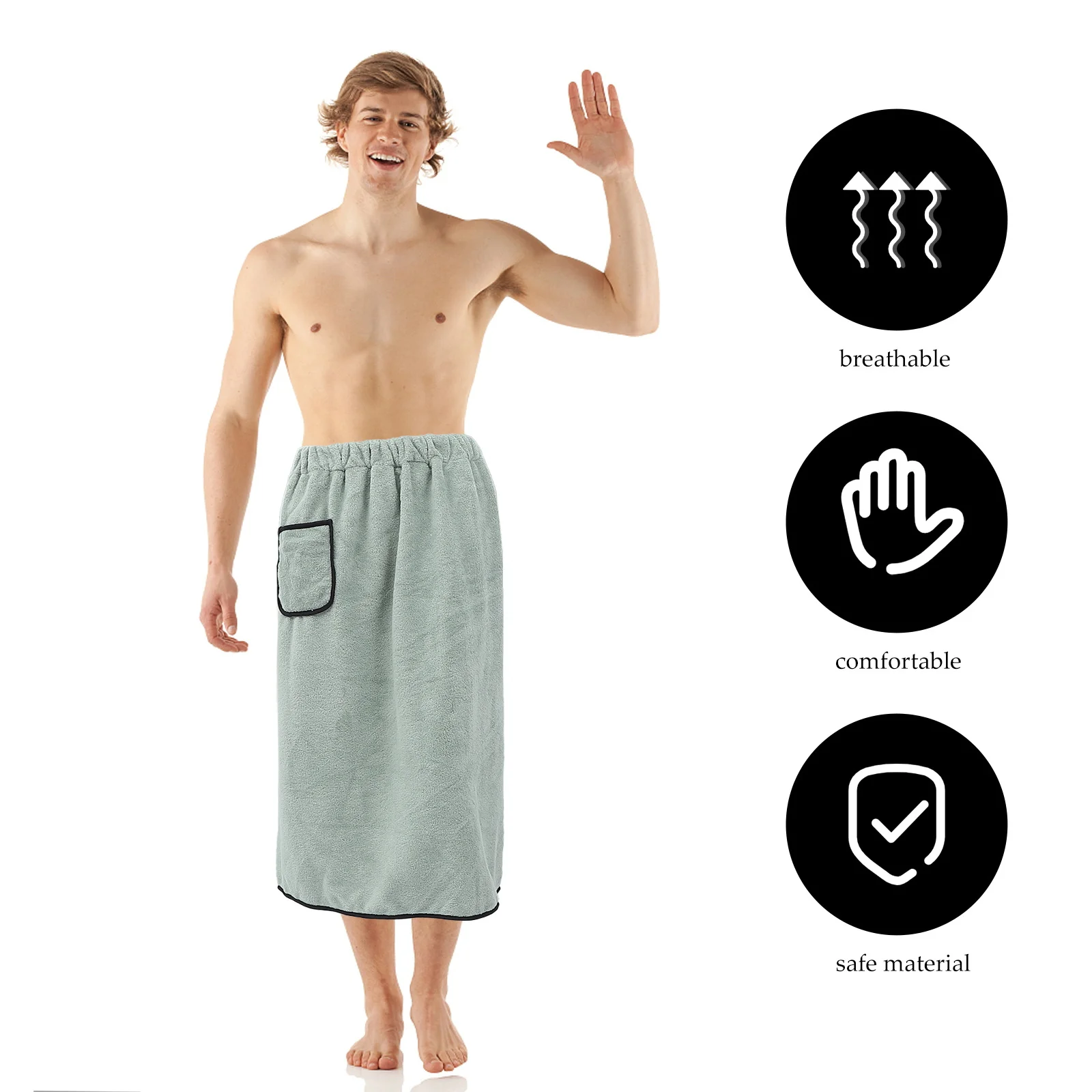 

1Pcs Coral Fleece Bath Towel Men Absorbent Quick Dry Lightweight Comfortable Bath Skirt Pool Beach Shower Towel