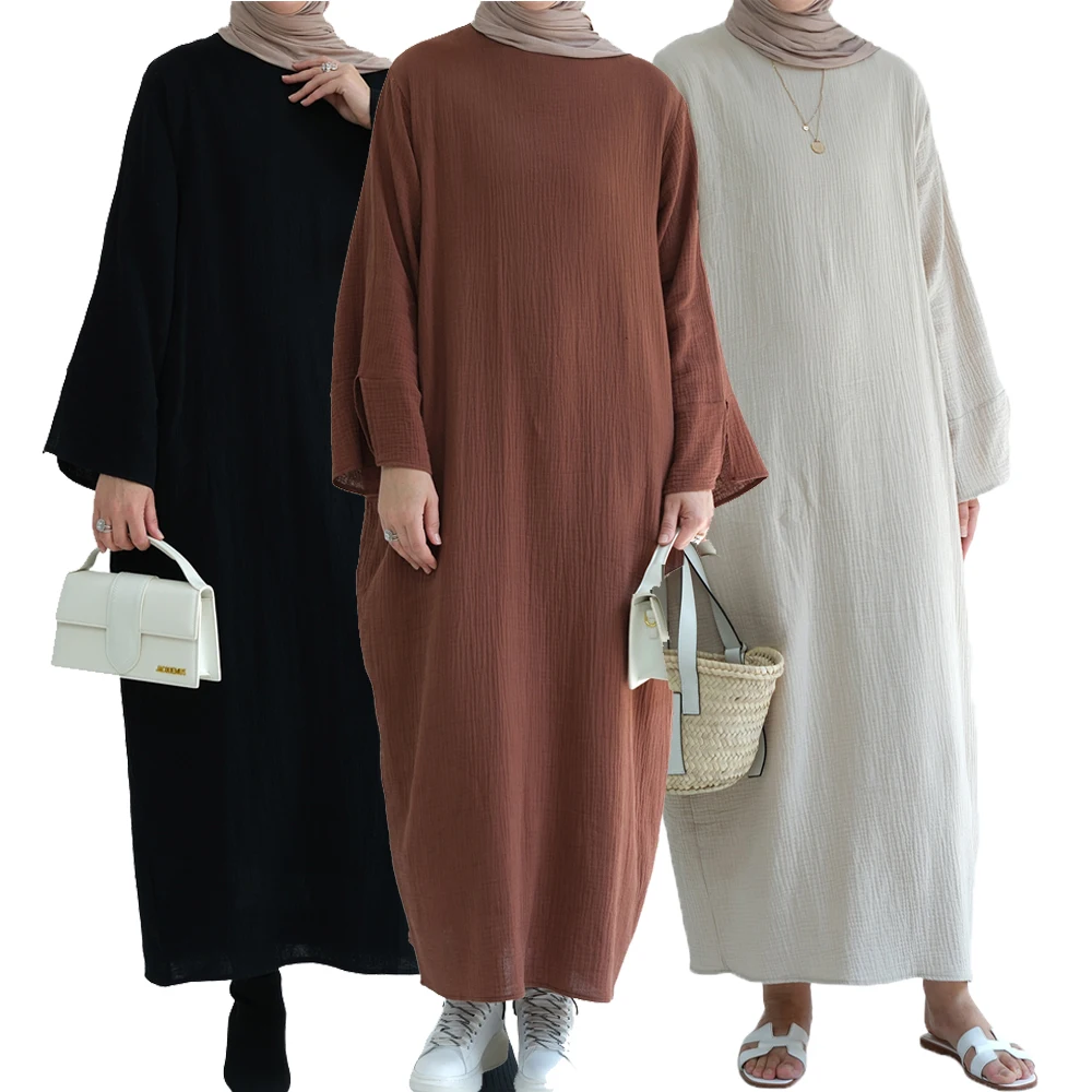 

Plain Women Muslim Casual Abaya Long Maxi Dress Turkey Arabic Kaftan Dubai Saudi Femme Islam Prayer Gown Morocco Robes Vestidos