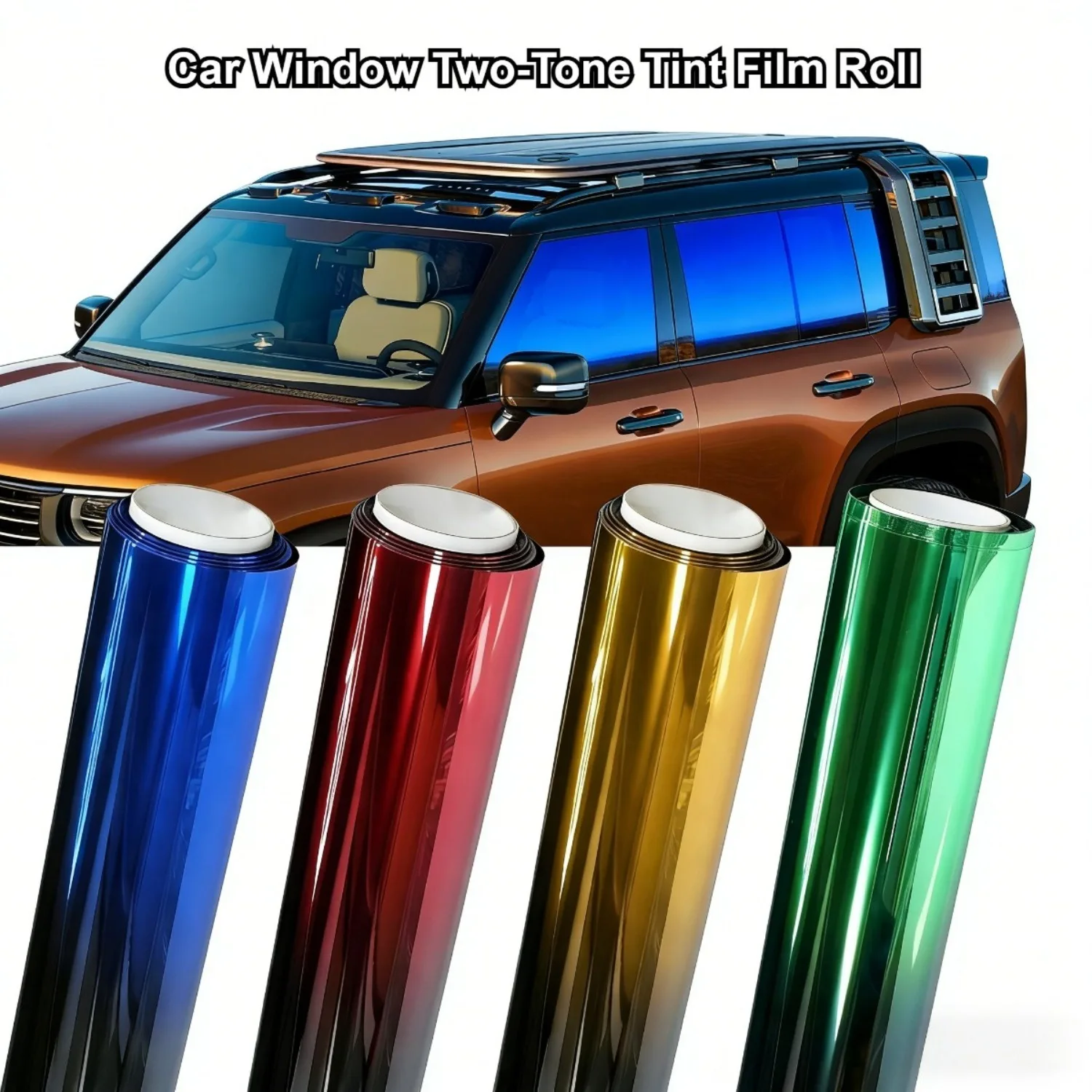 

50x300cm Car Window Two-Tone Tint Film Roll, Insulation Privacy Window Tint，Easy Installation Kit for Car, SUV, Van