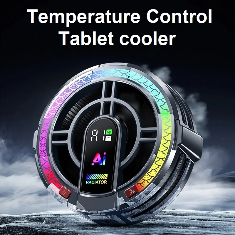 TH06 24W Semiconductor Tablet Cooler Large Area Powerful Cooling Magnetic RGB Phone Cooler for Pad/Gaming Phones with Lights