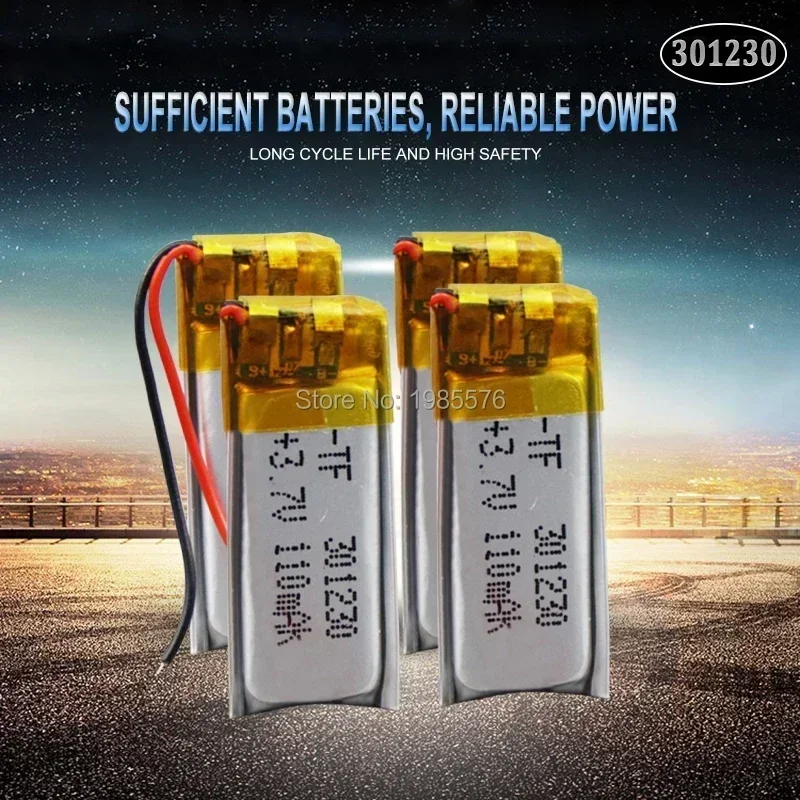 Batería de polímero de litio de 3,7 v 80 mah 301230   batería recargable de polímero de litio 301230   Para auricular bluetooth juguete grabación pluma sonido