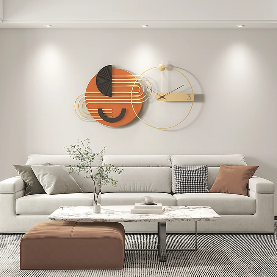 Home Wall Clock Living Room Decoration Gift Quartz Unique Wall Clock Watch Gold Orange Nordic Kitchen Silent Saat Wall Decor