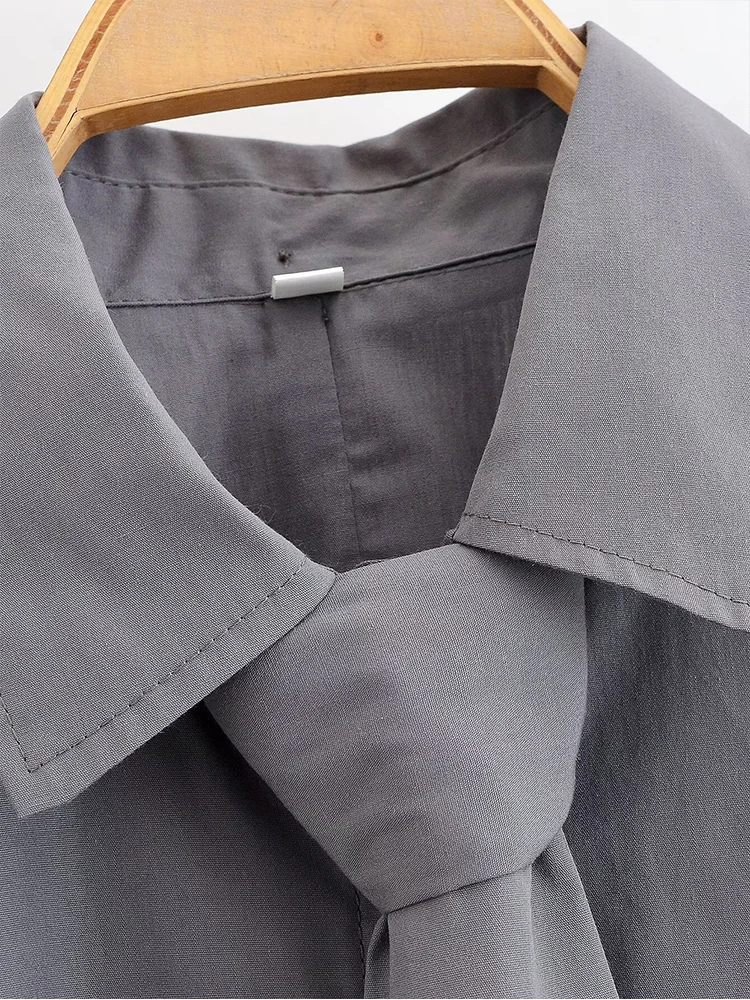 ヨーロッパスタイルの新しい婦人服、ファッショナブルで多用途、エレガントな無地のクールなショートシャツ、タイ付きトップス