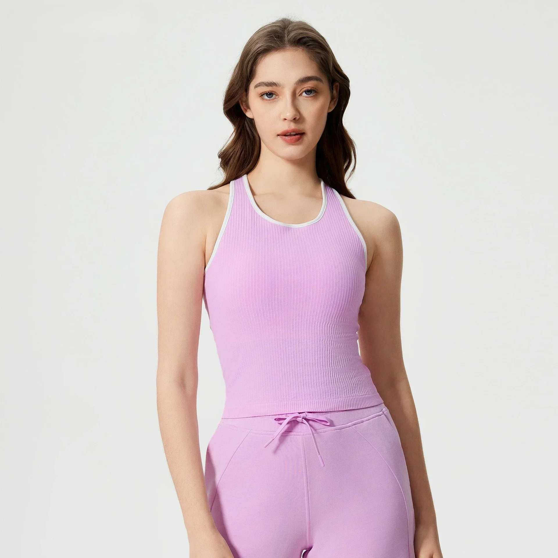 

Lemon Women's Sleeveless Yoga Tank Top with Built-in Bra Slimming Sweat-Wicking Stretchy for Spring and Summer Sports an Fitness