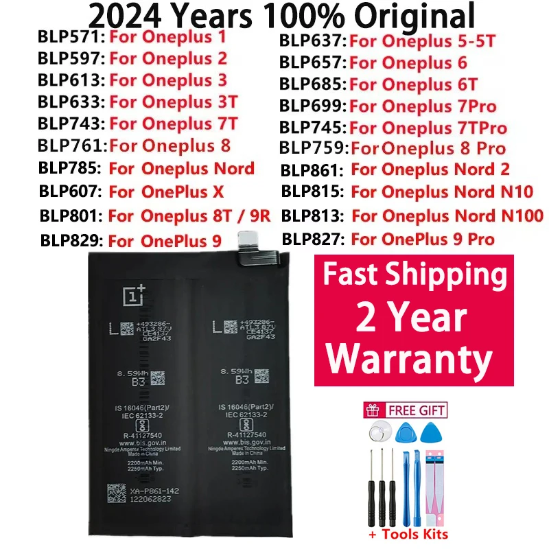 

Original Battery For Oneplus one 1+ For OnePlus 1 2 3 1+3 One Nord 2 N10 X 3 3T 5 5T 6 6T 7 7T 8 8T 9 9R 9RT Pro Plus Batteries