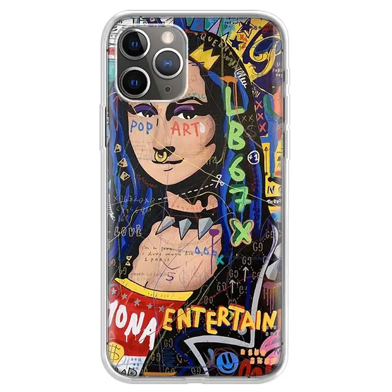 Banksy Graffiti Art Abstract Phone Case For iPhone 17 Air 11 13 Mini 14 15 Plus 16 12 Pro Max 16E SE 7 8 Pattern Soft TPU Back C