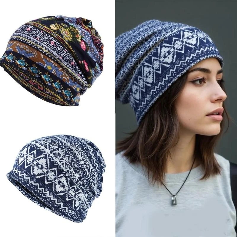 F92D Fashionable Women Lace Headscarf Slouch Turban Hat Soft Polyester Hat