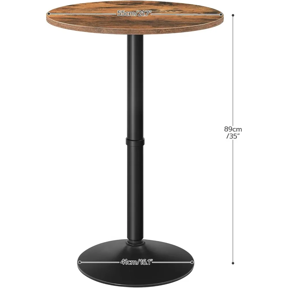 Round Bar Table, 35" Tall Pub Table, Cocktail Table with Base, Stable Counter Table with Non-Slip Base for Narrow Space, Bar He