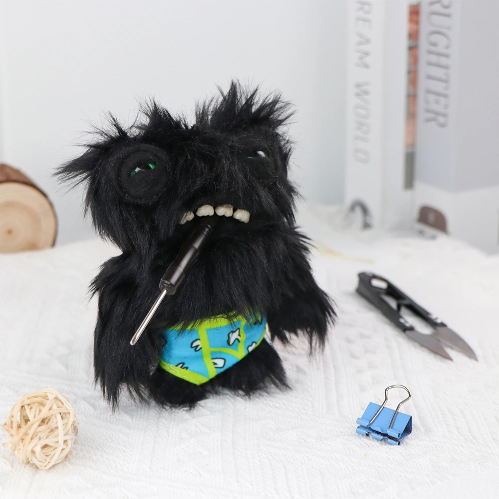 Fuggler macio bonecas de pelúcia chaveiro feio sorriso dentes monstro pingente hug olhos largos estranho preto engraçado mochila chaveiro presentes 11cm