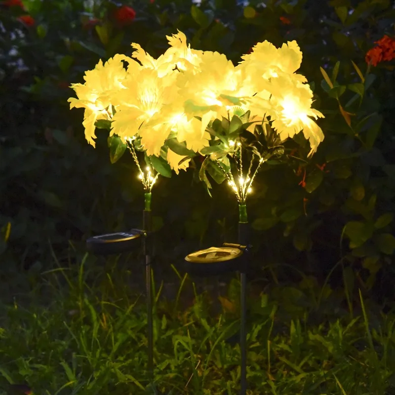 Solar Lights Outdoor Garden Decor Golden Phoenix Orchid Ligts Waterproof Solar Outdoor Lamp Decorative Lights for Path Garden