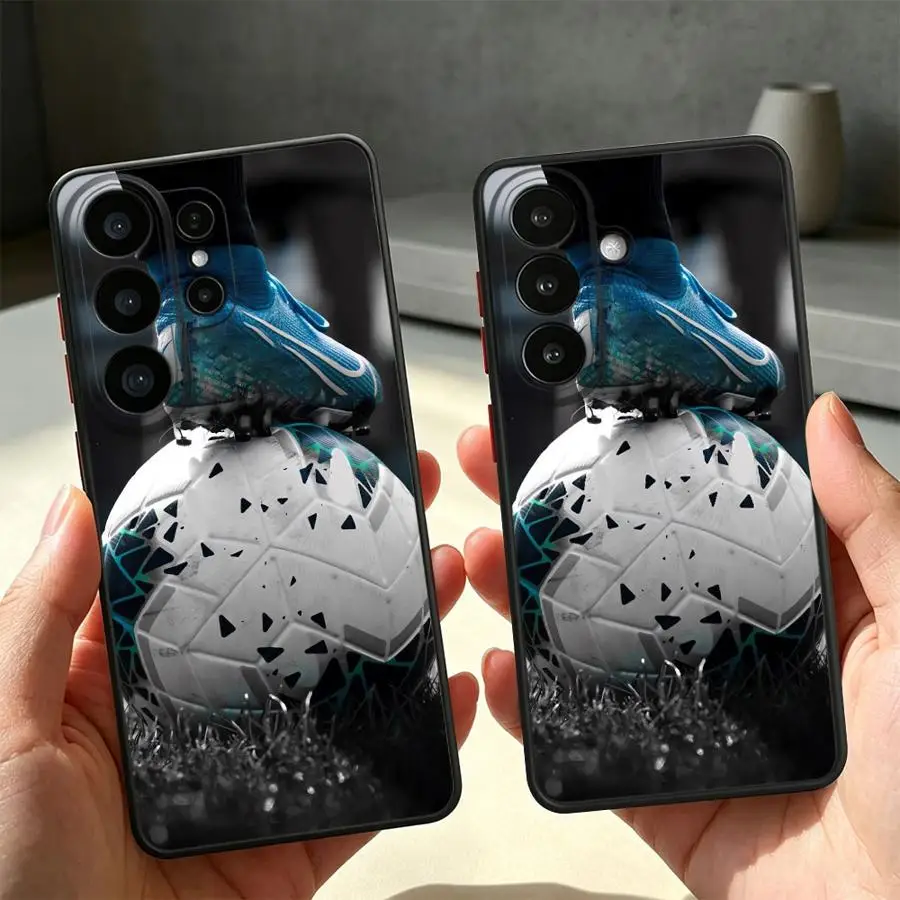 Funda Back Phone Cover Case for Samsung Galaxy S26 S24 Plus S25 Ultra S23 FE Note 20 Ultra 10+ S21 S20 FE S22 Soccer Ball And