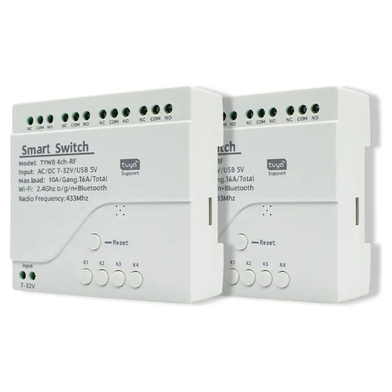 A53M-Smart Switch 4CH Relay Module AC 85-250V Tuya Smart Life WIFI RF433 Motor Module For Smart Light Garage Door Opener
