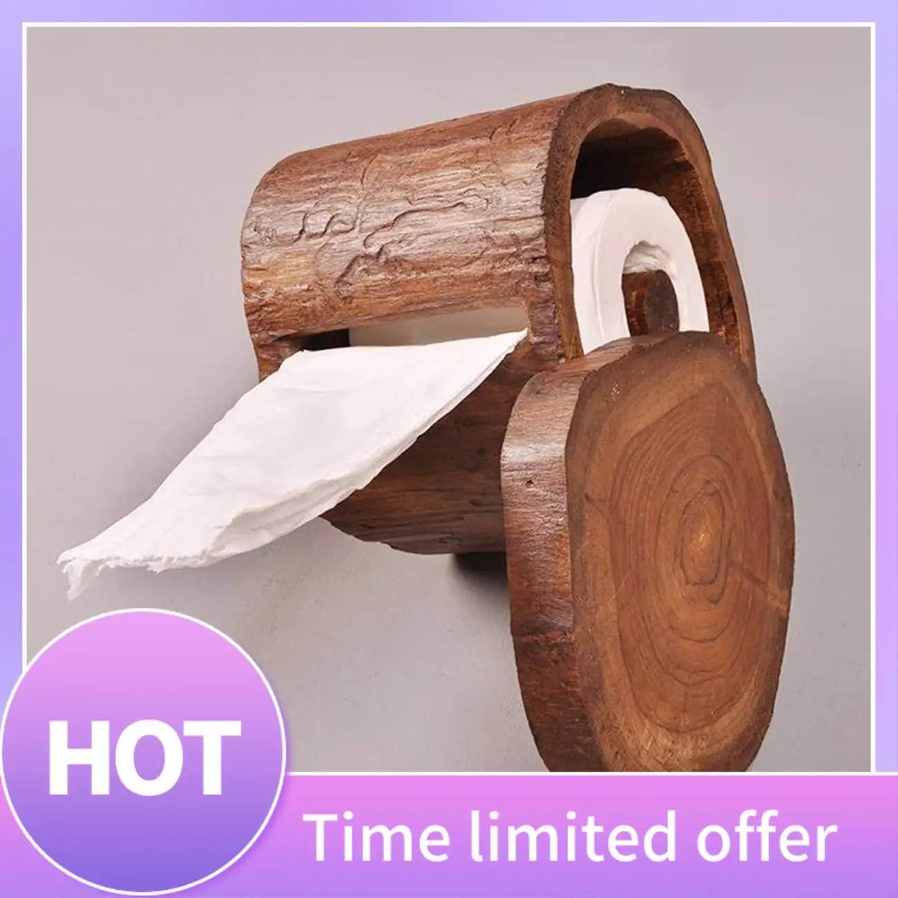 

B69C Vintage Wooden Paper Tube Home Hotel Room Tissue Box Bathroom Roll Holder Bathroom Kitchen Paper Holder