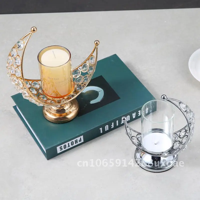 New Crystal Home Moon Candle Holder Light Luxury Vintage Aromatherapy Candle Holder
